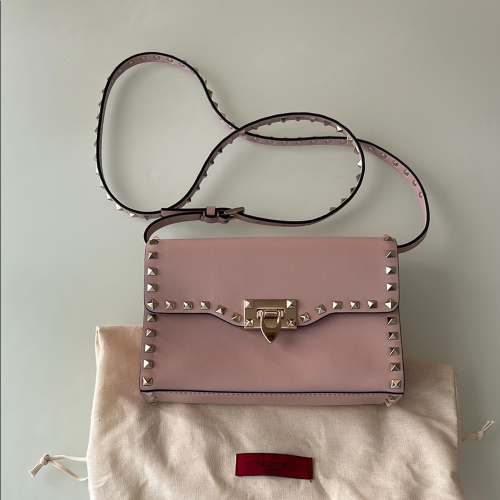 Like New Valentino Blush Rockstud Crossbody Bag